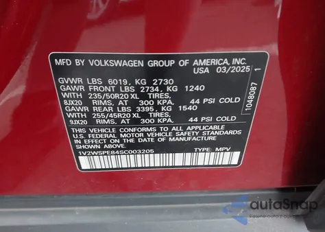 2025 Volkswagen Id.4 Awd Pro S из США, поврежденный, VIN 1V2WSPE84SC003205